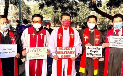 Protest mot militærkuppet i Myanmar