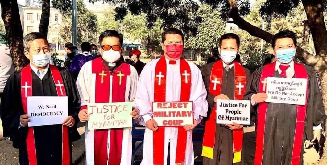 Protest mot militærkuppet i Myanmar